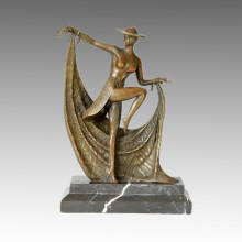 Dancer Figure Bronze Sculpture Lady Decor Brass Statue TPE-172
